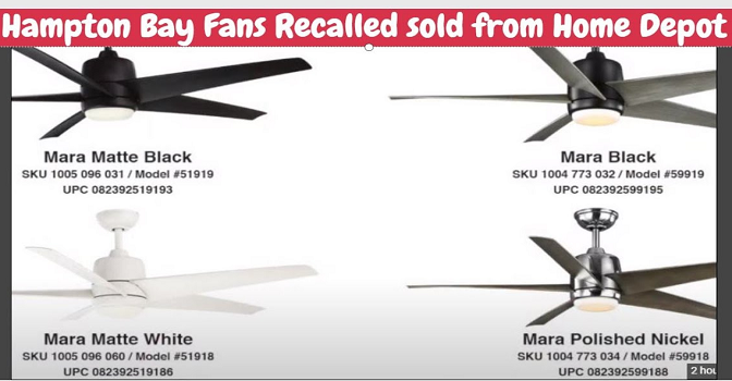 Distributor Recalls 190 000 Ceiling Fans Over Detaching Fan Blades While In Use Consumerconnect - Hampton Bay 54 Inch Mara Indoor Outdoor Ceiling Fans