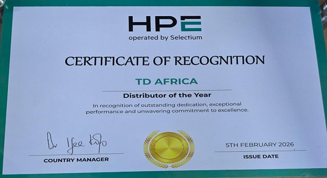 TD Africa wins ‘Distributor of the Year’ Award at HPE Partner Awards
